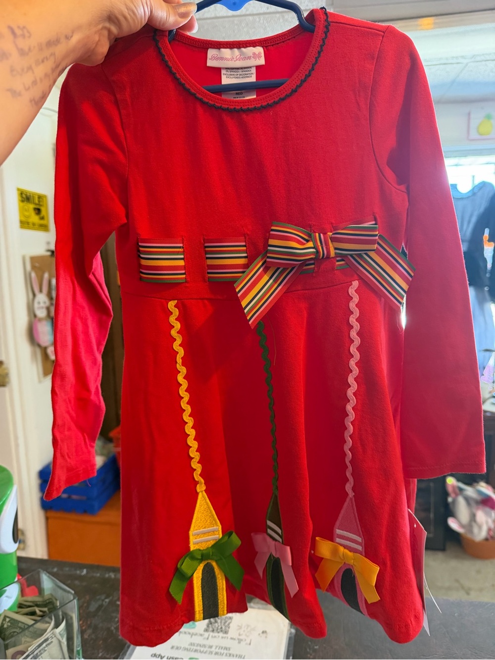 NWT Bonnie Jean Girls Size 5 Red Crayon Back to School Dress